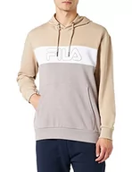 Bluzy męskie - FILA Męska bluza z kapturem Seymour Blocked Logo Oxford Tan-Gull-Bright White, XL, Oxford Tan-gull-Bright White, XL - miniaturka - grafika 1