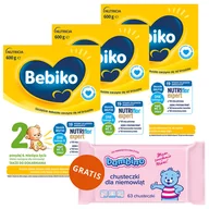 Mleko modyfikowane - Zestaw Bebiko 2 Nutriflor Expert, mleko następne, powyżej 6 miesiąca, 3 x 600 g + Bambino, chusteczki nawilżane, od urodzenia, 63 sztuki gratis - miniaturka - grafika 1