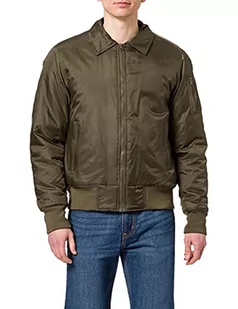Build Your Brand Męska kurtka Collar Bomber, ciemnooliwkowy, L - Kurtki męskie - miniaturka - grafika 1