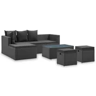 Meble ogrodowe - vidaXL 4 częściowy zestaw wypoczynkowy do ogrodu czarny poduszki rattan PE 46105 46105 - miniaturka - grafika 1