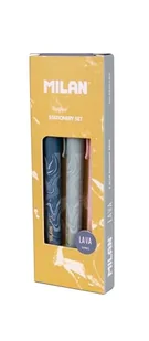 MILAN® Pudełko na prezent z serii Lava, 3 x długopis P1, niebieski, różne kolory - Długopisy - miniaturka - grafika 1