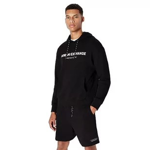 Armani Exchange Męska bluza z kapturem z limitowanej edycji We Beat As One Capsule Cotton French Terry, czarny, XXL - Bluzy męskie - miniaturka - grafika 1