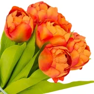 Sztuczne kwiaty - [w04324] Bukiet tulipanów pełnych 7 kwiatów orange 39cm - miniaturka - grafika 1