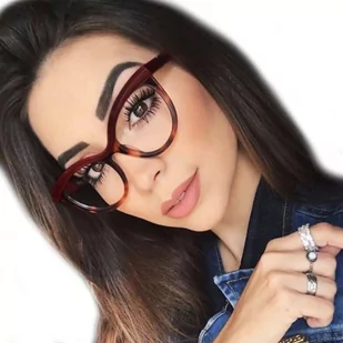 OKULARY damskie KUJONKI ZERÓWKI czerwone - Okulary korekcyjne, oprawki, szkła - miniaturka - grafika 1