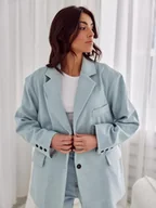 Marynarki i żakiety damskie - Marynarka Arya miętowa oversize w jodełkę polska produkcja - Roco - miniaturka - grafika 1