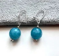 Kolczyki - KRÓTKIE KOLCZYKI NIEBIESKA KULKA JADEIT SREBRO 925 BEAGLE ZAMKNIĘTE - miniaturka - grafika 1