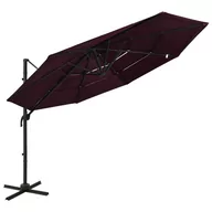 Parasole ogrodowe - vidaXL 4-poziomowy parasol na aluminiowym słupku, bordowy, 3x3 m vidaXL - miniaturka - grafika 1