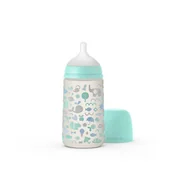 Butelki dla niemowląt - Suavinex Butelka o średnim przepływie smoczek Sx Pro 270ml zielony Memories - miniaturka - grafika 1