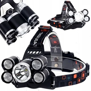 Latarka Czołowa Czołówka 5 x Led Mocna T6 Cree Aku - Latarki - miniaturka - grafika 1