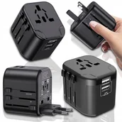 Inne akcesoria audio-wideo - ADAPTER PODRÓŻNY SIECIOWY PRZEJŚCIÓWKA UNIWERSALNA USA UK EU ŚWIAT 2x USB - miniaturka - grafika 1