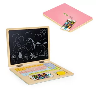 Ecotoys Drewniany laptop edukacyjny tablica magnetyczna Ecotoys - Łamigłówki - miniaturka - grafika 2