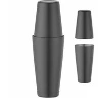 Shakery barmańskie - Shaker bostoński 2 częściowy do drinków koktajli Tin on Tin 0.8 l - czarny - miniaturka - grafika 1