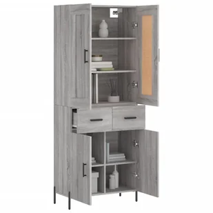 Witrynka szary dąb sonoma 69,5x34x180cm materiał drewnopochodny Lumarko! - Witryny - miniaturka - grafika 4