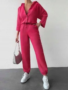 Koszula Zapinana Damska Casual Gładka Różowa S V7s - Koszule damskie Koszula Zapinana Damska Casual Gładka Różowa S V7s - Koszule damskie - miniaturka - grafika 1