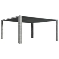 Altany ogrodowe - vidaXL Altana z suwanym dachem, polirattan, 400x400x200 cm, szara - miniaturka - grafika 1