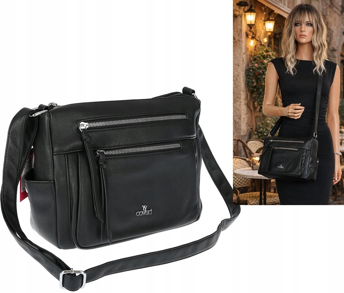 Torebka Damska Listonoszka Modna Pojemna Torba na Ramię L791A czarna