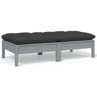 Sofy ogrodowe - shumee 2 osobowa sofa ogrodowa z poduszkami szara drewno sosnowe - miniaturka - grafika 1