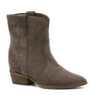 Botki damskie - Kawowe welurowe botki z ukrytym koturnem 228B - Neścior - miniaturka - grafika 1