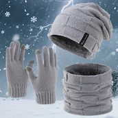 Czapki dla dzieci - TEMU Trzyczęściowy Zestaw Młodzieżowych Podszytych na Jesień i Zimę, Uniseks Mieszany , Ciepła Czapka na Zewnątrz, Modna i Uniwersalna Czapka - miniaturka - grafika 1