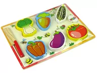 Zabawki AGD - Import LEANToys Drewniany Zestaw Warzyw Do Krojenia 6 Sztuk Pomidor Papryka Ogórek LT-10349-0 - miniaturka - grafika 1
