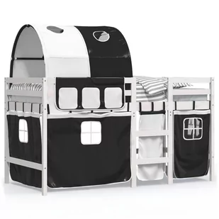 Dziecięce łóżko na antresoli, z tunelem, biało-czarne, 90x190cm Lumarko! - Łóżka dla dzieci i młodzieży - miniaturka - grafika 3