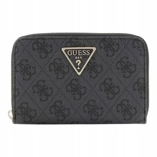 Guess Portfel Damski Laurel Slg Medium Zip Around Szaro-czarny - Portfele - miniaturka - grafika 1