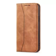 Portfele - Magnet Fancy Case etui do iPhone 12 Pro pokrowiec portfel na karty kartę podstawka brązowy - miniaturka - grafika 1