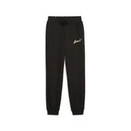 Odzież sportowa dziecięca - Młodzieżowe spodnie ESS+ SCRIPT PUMA Black Gold Foil - miniaturka - grafika 1