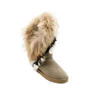 Kozaki damskie - OOG Indiańskie skórzane buty, buty zimowe na zimną pogodę dla kobiet, futro futrzane długie kozaki z prawdziwej skóry, wodoodporne buty śnieżne, całodzienny komfort, ciepłe, 8018khaki Black, 37 EU - miniaturka - grafika 1