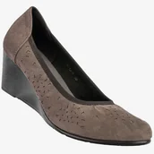 Czółenka - Czółenka Damskie Na Koturnie Buty Eleganckie Skórzana Wkładka Szare Jezzi SA113-4 Szary 41 - miniaturka - grafika 1