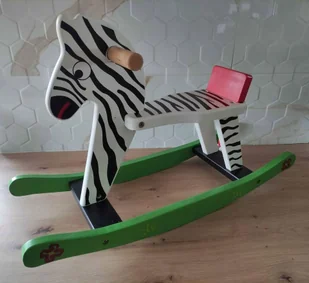 Drewniany Koń na Biegunach Zebra Small Foot - Skoczki dla dzieci - miniaturka - grafika 1