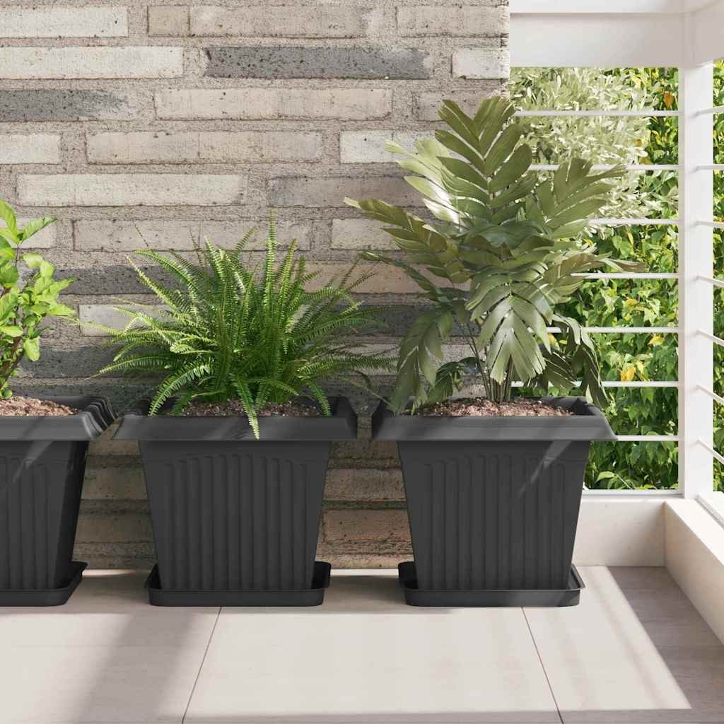 vidaXL Kwadratowa doniczka na kwiaty 6 pcs Czarny 33 x 33 x 26 cm