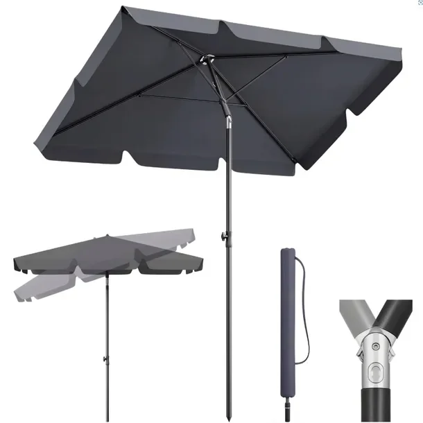 Parasol Ogrodowy Balkonowy Szary 200 X 125 Cm – Szary