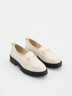 Reserved - Loafersy z imitacji skóry - kremowy - Buty dla dziewczynek - miniaturka - grafika 1