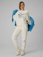 Spodnie sportowe damskie - 4F Spodnie dresowe joggery damskie - beżowe XXL - miniaturka - grafika 1