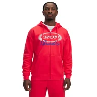 Bluzy męskie - Męska bluza dresowa rozpinana z kapturem Project Rock Icon Fleece FZ - czerwona - UNDER ARMOUR - miniaturka - grafika 1