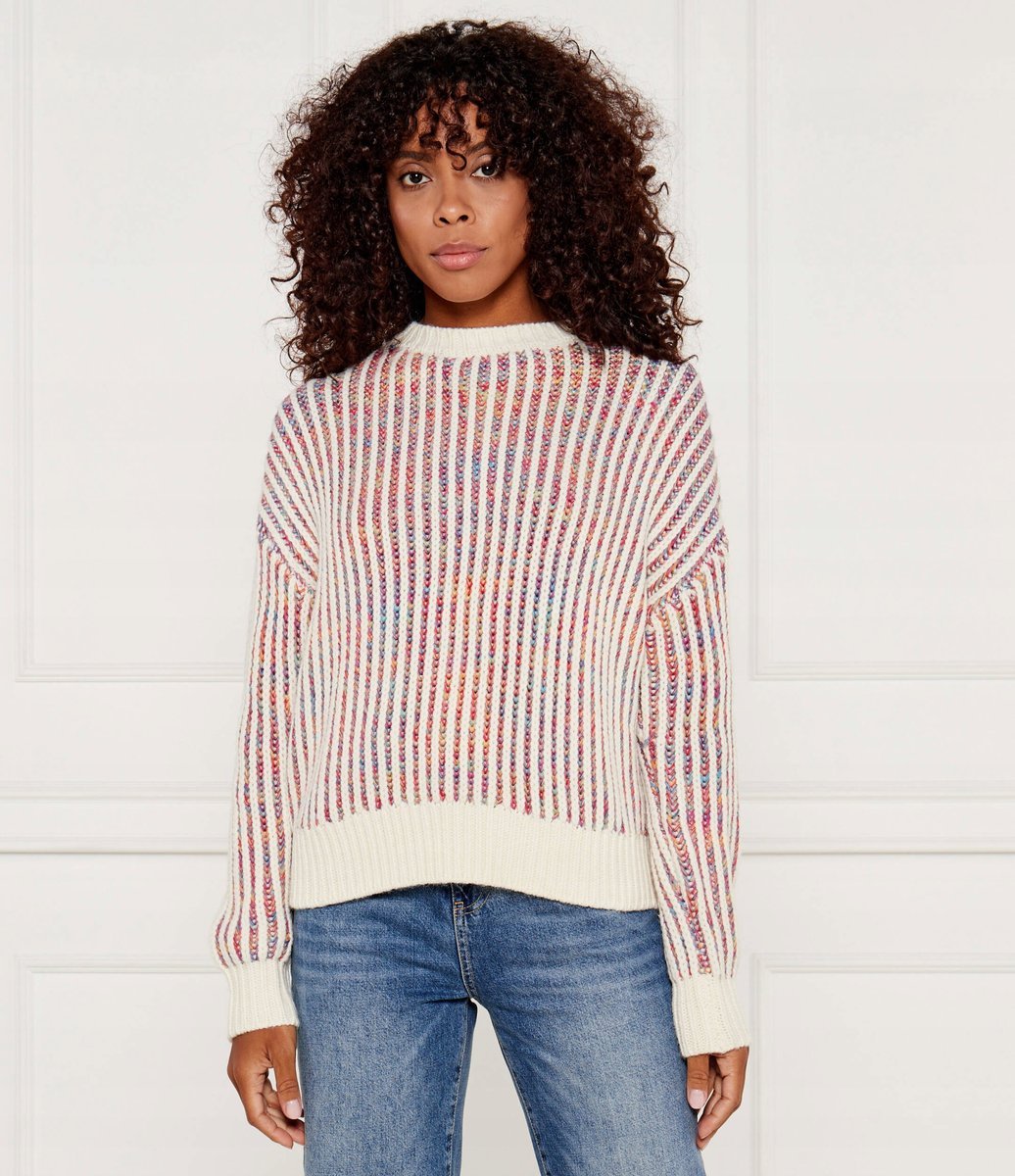 DESIGUAL SWETER DAMSKI Z PASKOWANYM WZOREM I GOLFEM XS 16EA
