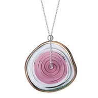 Naszyjniki - Designerski naszyjnik z falowanym szkłem dysk w kolorach niebieskim i fioletowym - Manoki - miniaturka - grafika 1