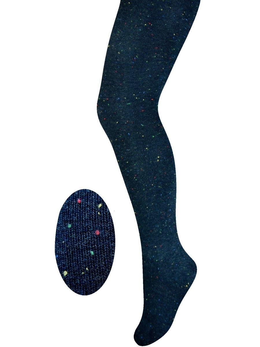 Dziewczęce rajstopy bawełniane kropki granatowe Milusie r.116/122