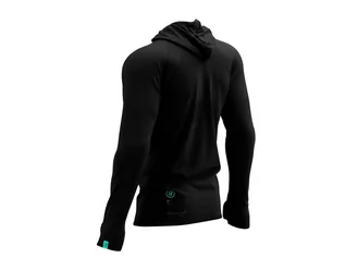 Bluzy sportowe męskie - COMPRESSPORT Termiczna bluza biegowa 3D Thermo Hoodie Black Edition 2021 czarna - grafika 1