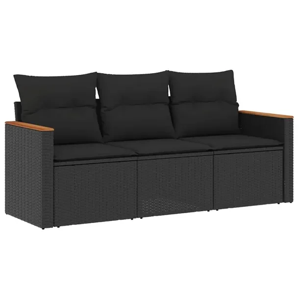 Zestaw Wypoczynkowy Ogrodowy Rattan PE 6-osobowy Czarny 55x62x69cm