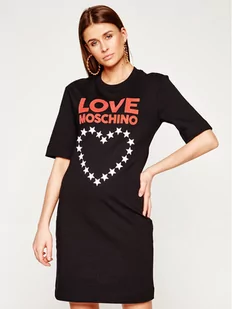 Love Moschino Sukienka dzianinowa W5B4901E 2124 Czarny Regular Fit - Sukienki - miniaturka - grafika 1