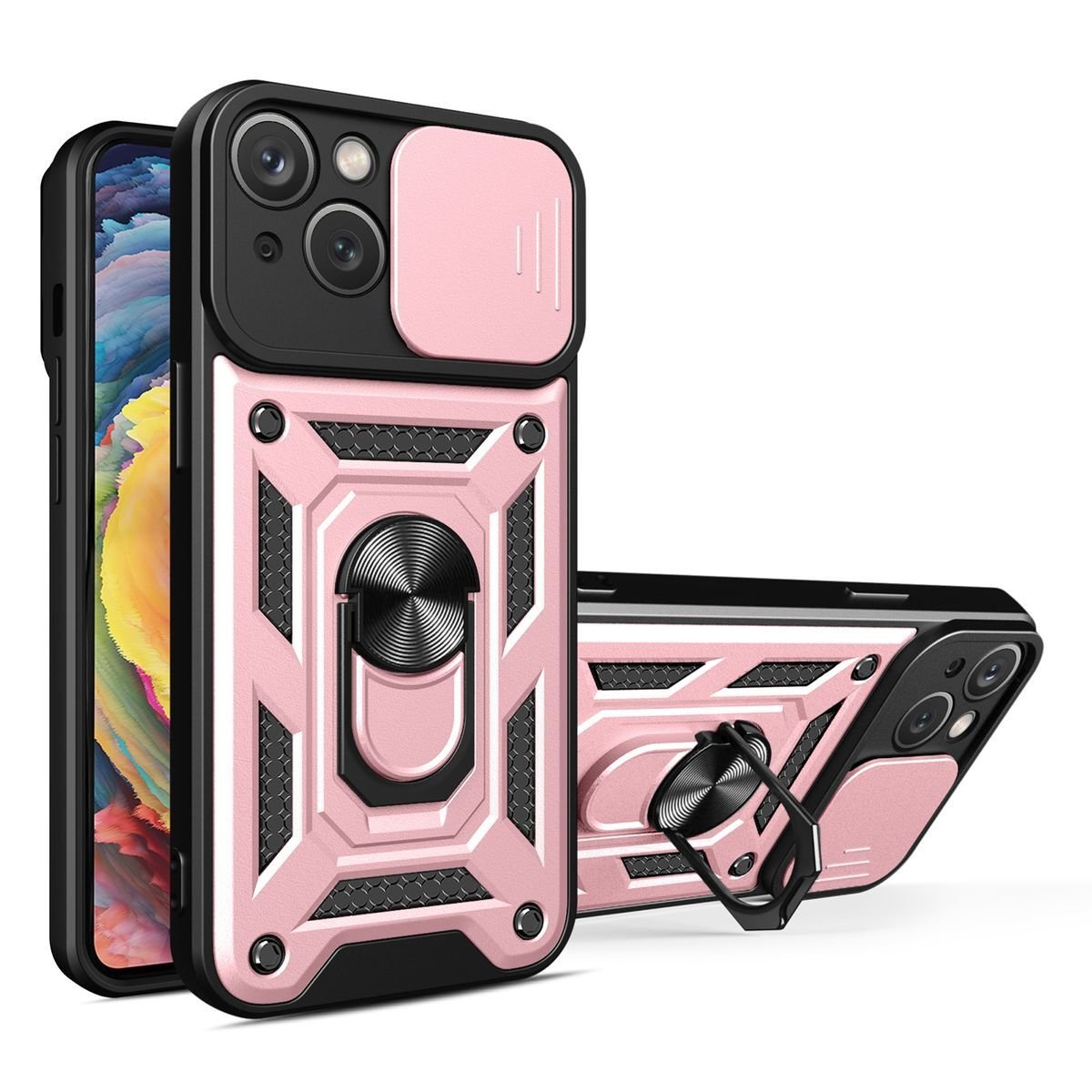 Etui König Design kompatybilne z Apple iPhone 15 Plus - plastikowe, miękkie etui na telefon komórkowy w kolorze różowego złota
