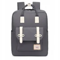 Plecaki - Tornister Plecak Damski Prostokątny Vintage Szary Wododoporny nylon River - miniaturka - grafika 1