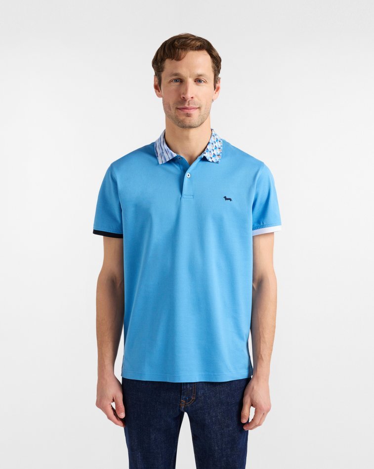polo con colletto stampato męskie quarzo