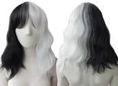Dodatki do strojów karnawałowych - Peruka Czarno Biała Do Ramion Cruella Cosplay Przebranie - miniaturka - grafika 1