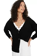 Swetry damskie - Trendyol Damski kardigan oversize basic z dekoltem w serek, Czarny, M - miniaturka - grafika 1