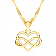 Naszyjniki - Złoty Naszyjnik z Nieskończonością Forever Wieczna Miłość Love SREBRO 925 - miniaturka - grafika 1