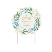 Urodziny dla dorosłych - KARTECZKA NA PIKU TOPPER PIERWSZA KOMUNIA ŚWIĘTA BIAŁY 20cm 1szt - miniaturka - grafika 1