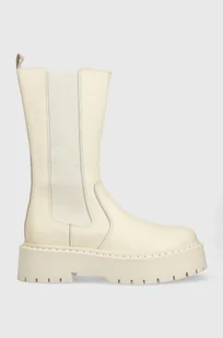 Steve Madden Sztyblety skórzane Vivianne damskie kolor beżowy na platformie SM11001286 - Botki damskie - miniaturka - grafika 1